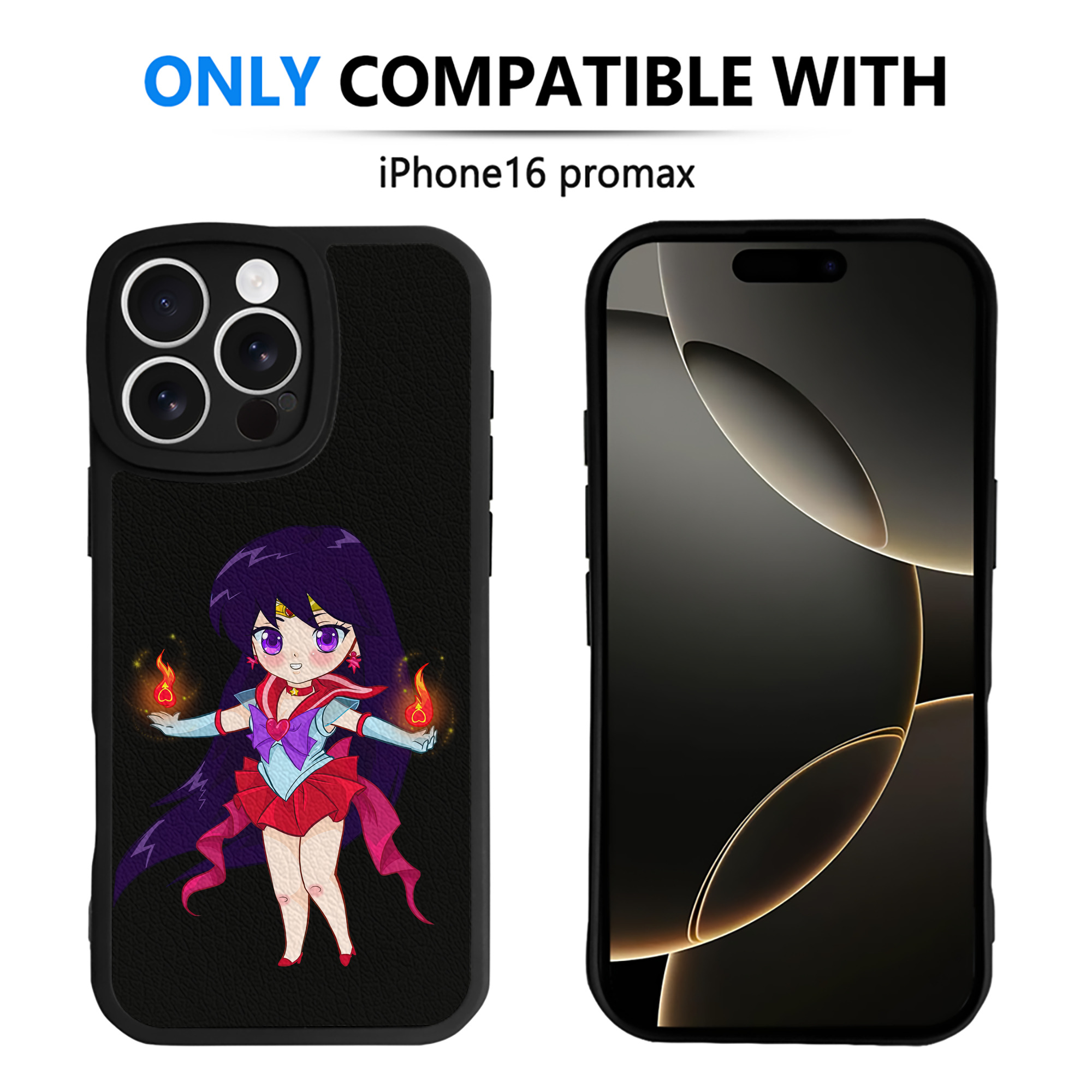 （画像用） 美少女戦士セーラームーン 火野レイ ひの レイ Sailor Moon Hino Rei （セーラーマーズ,Sailor Mars） 【iPhone 16シリーズ対応】シリコンスマホケース（レザー調） 材質：シリコン